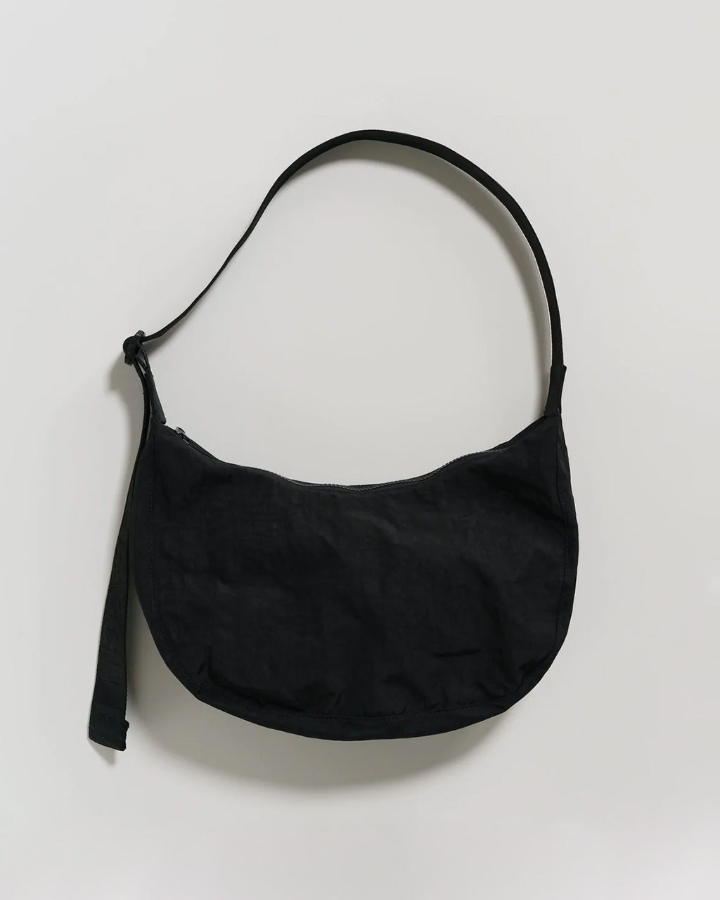 Medium Nylon Crescent Bag - Black