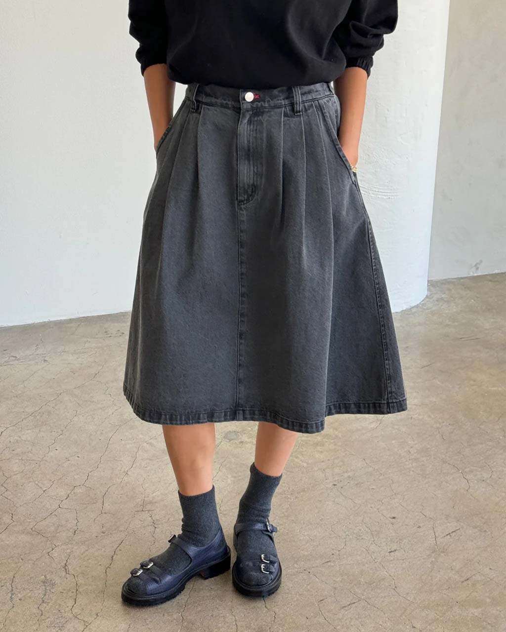 Farm Girl Skirt - Black Denim