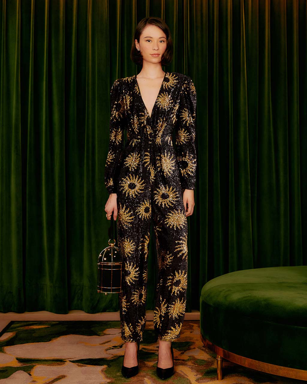 Sunny Mood Sequin V-Neck Jumpsuit