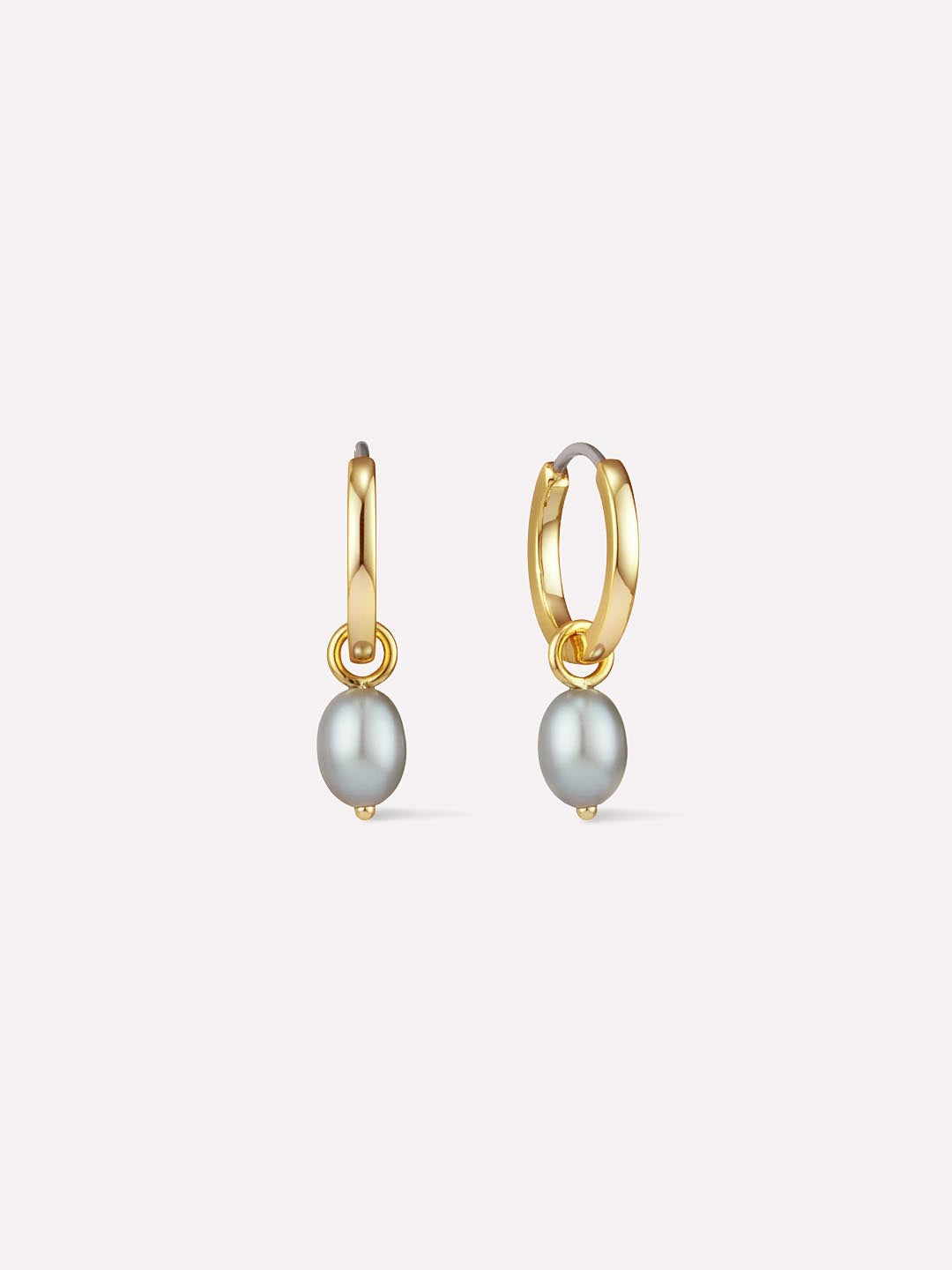 Pearl Hoop Earrings - Frida Grey