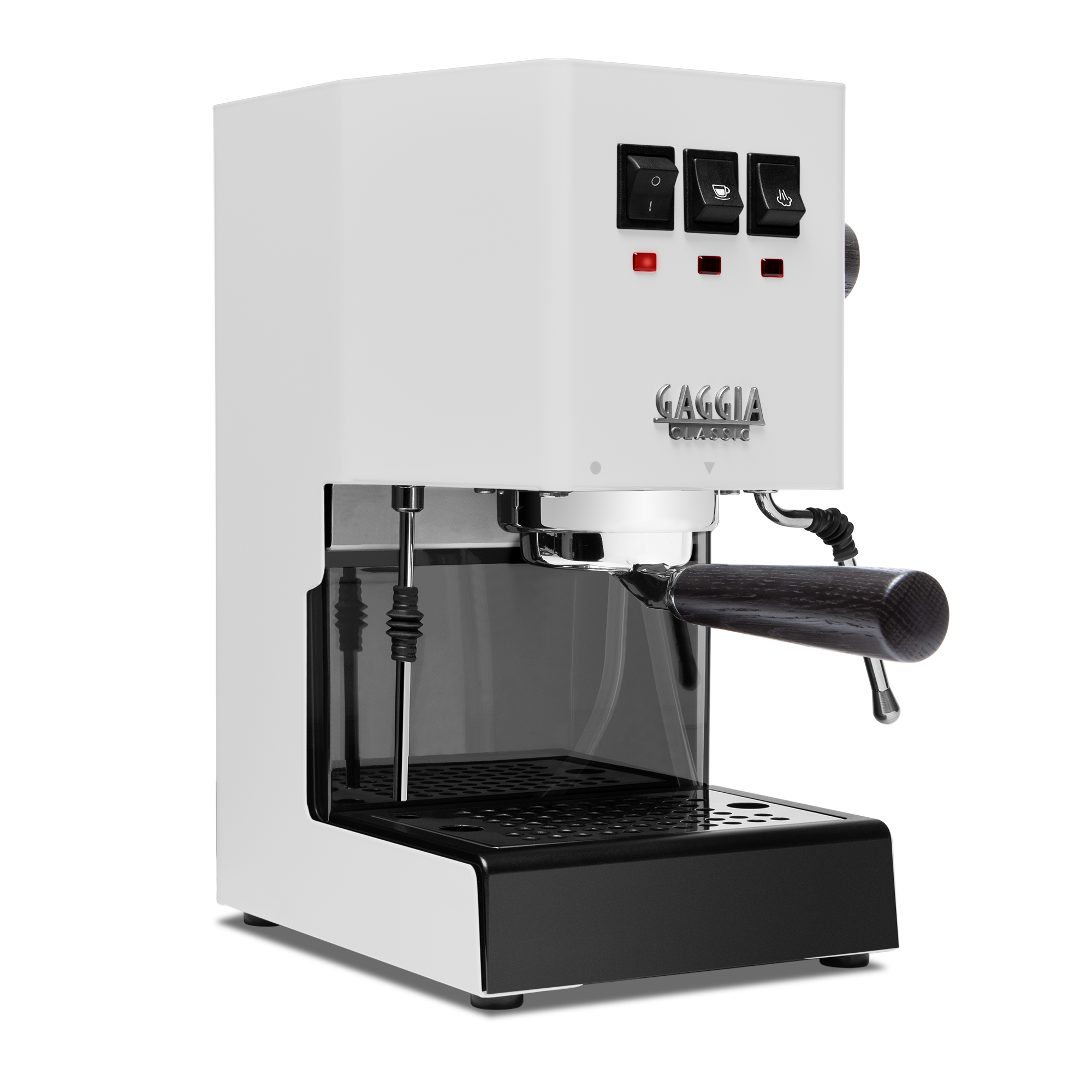 Gaggia Classic Evo Pro Espresso Machine in Polar White with Blackened Oak