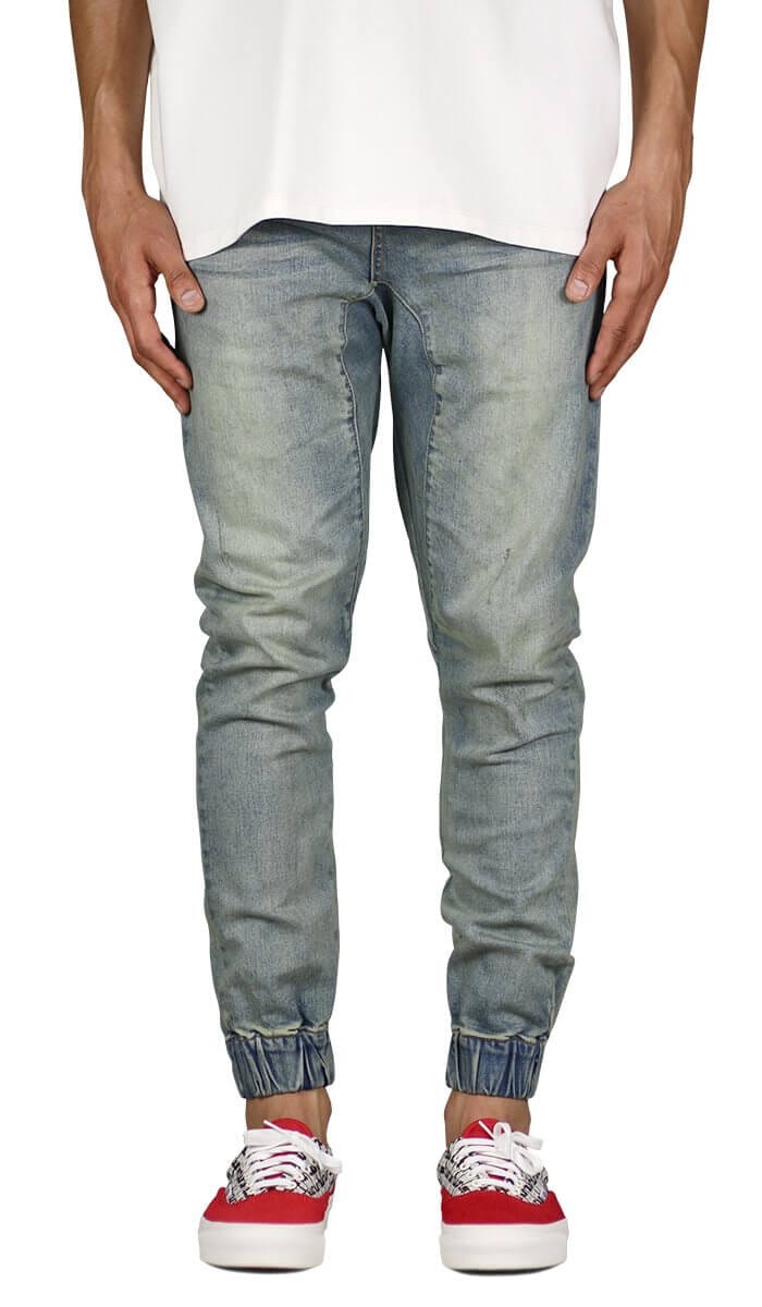 Indigo Drop Crotch Denim Jogger