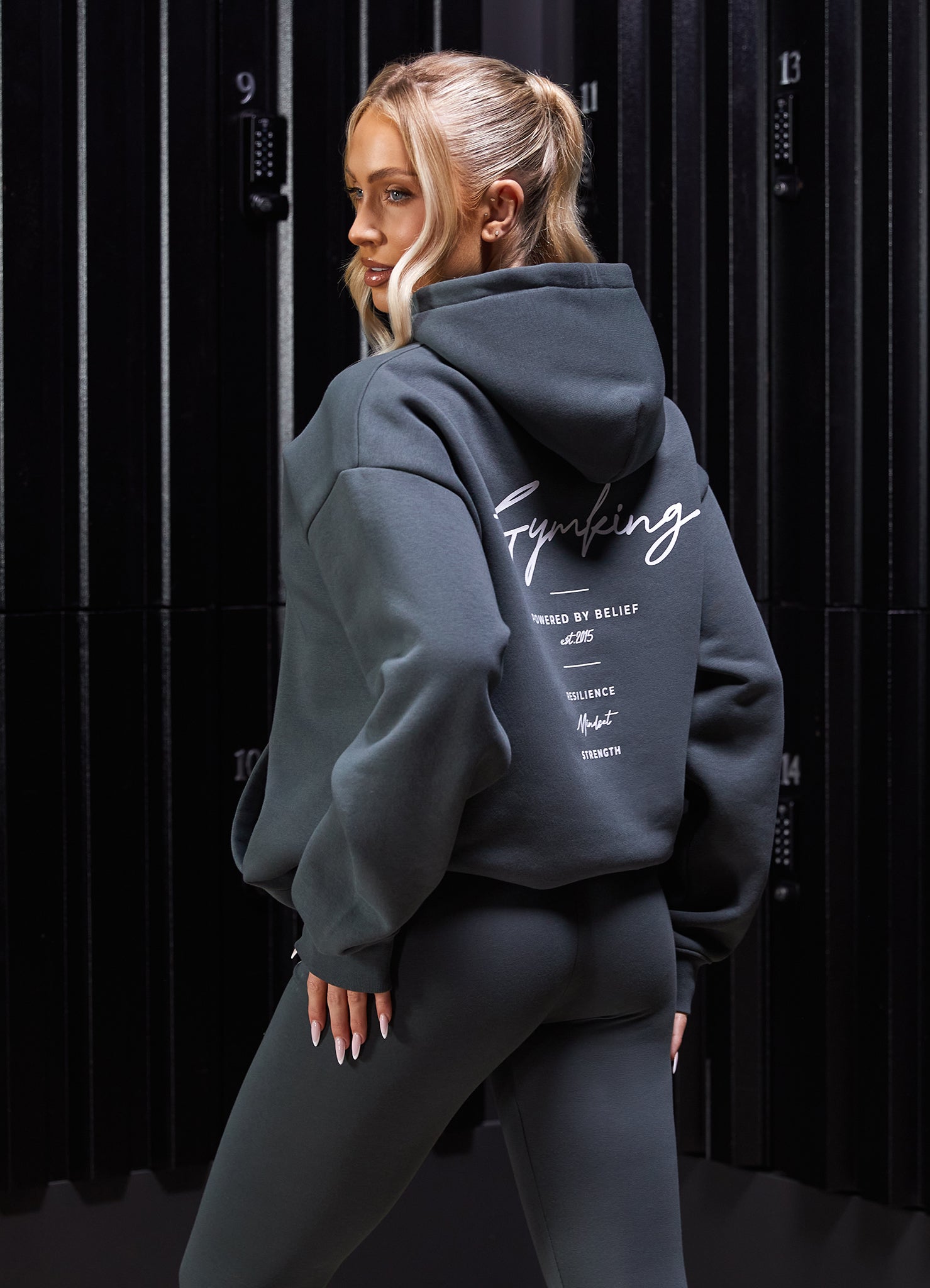 Gym King Reset Oversized Hood - Green Smoke