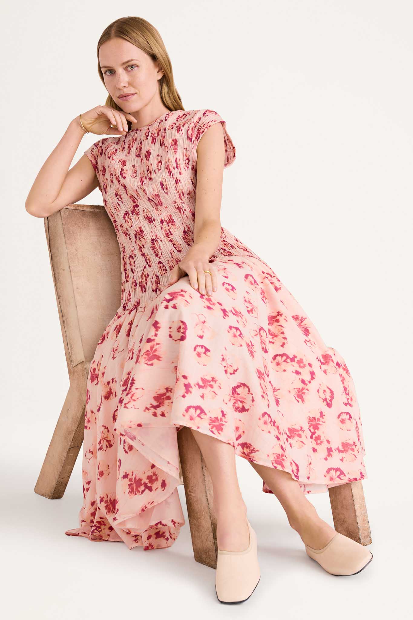 Stijl Dress in Orchid Ikat Floral Print