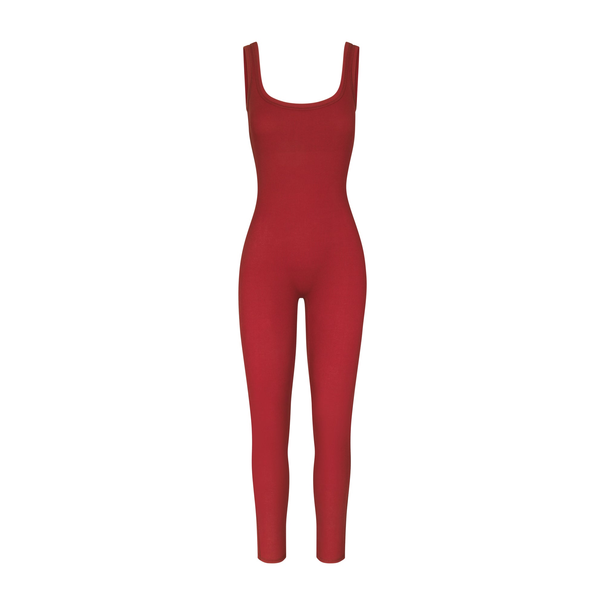COTTON RIB TANK CATSUIT | BRICK MULTI