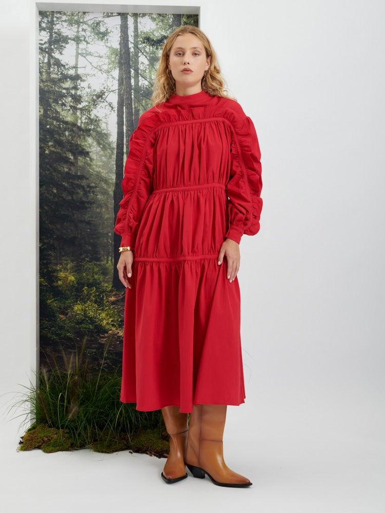 Cassia Ruffle Midi Dress