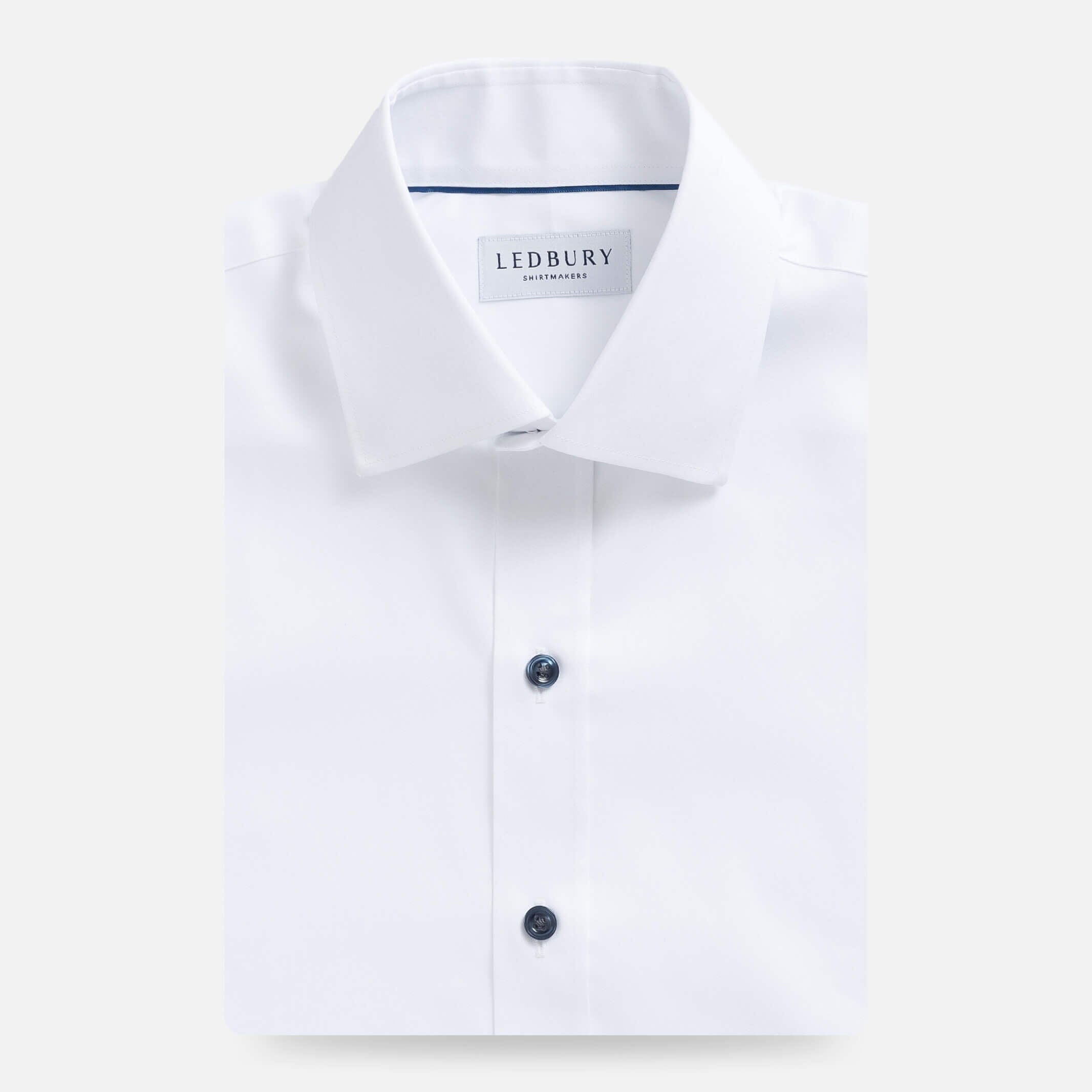 The White Madison Fine Twill with Navy Buttons Custom Shirt