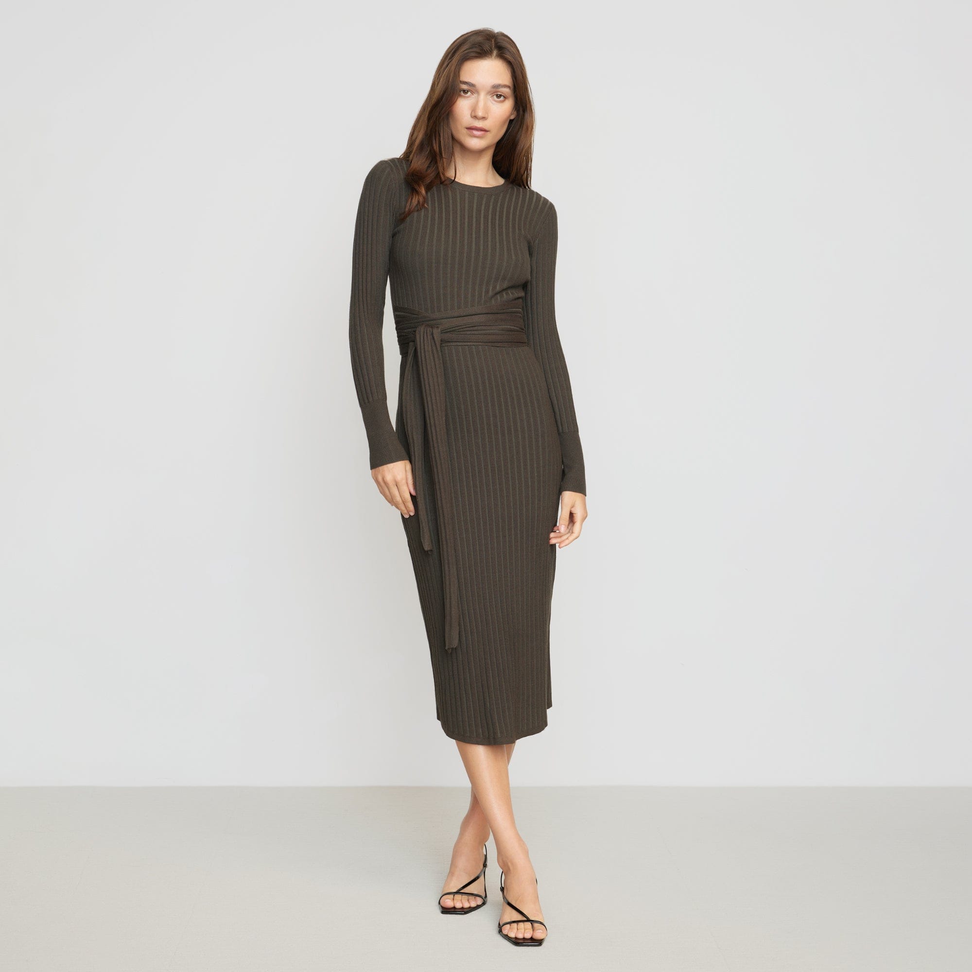 Carmen Ribbed Long-Sleeve Wrap Dress
