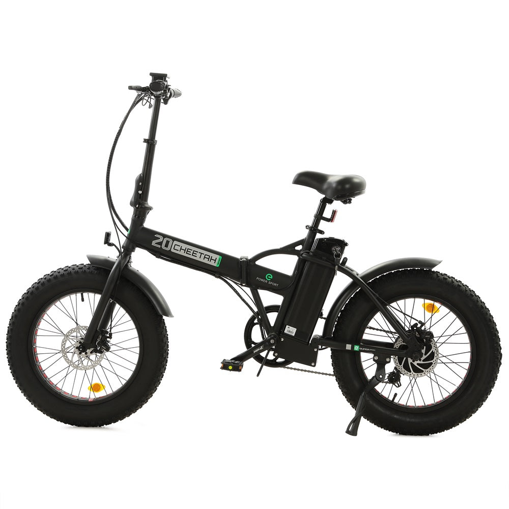 Ecotric Matt Black 48V portable and folding fat ebike with LCD display