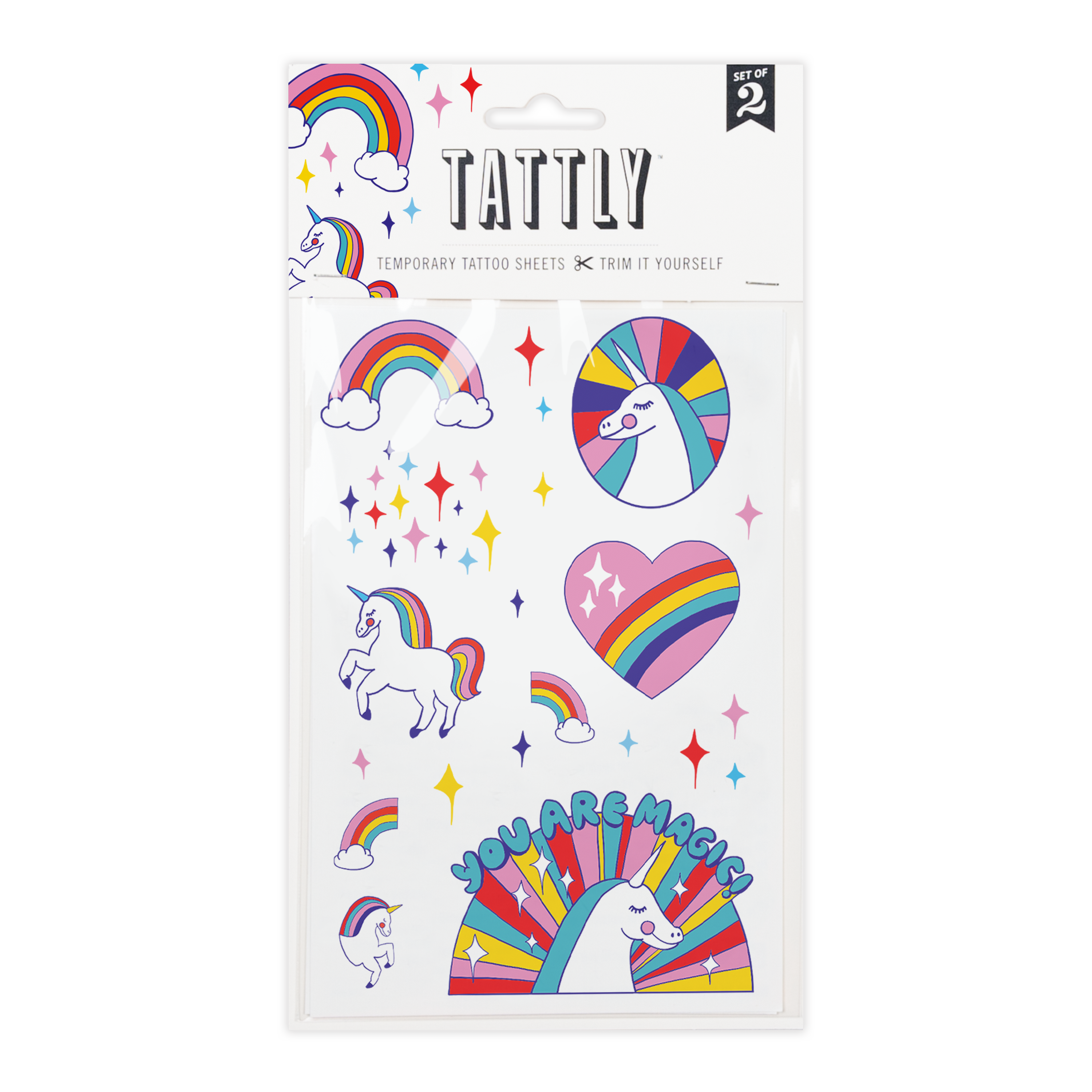 Rainbow Unicorns Tattoo Sheet