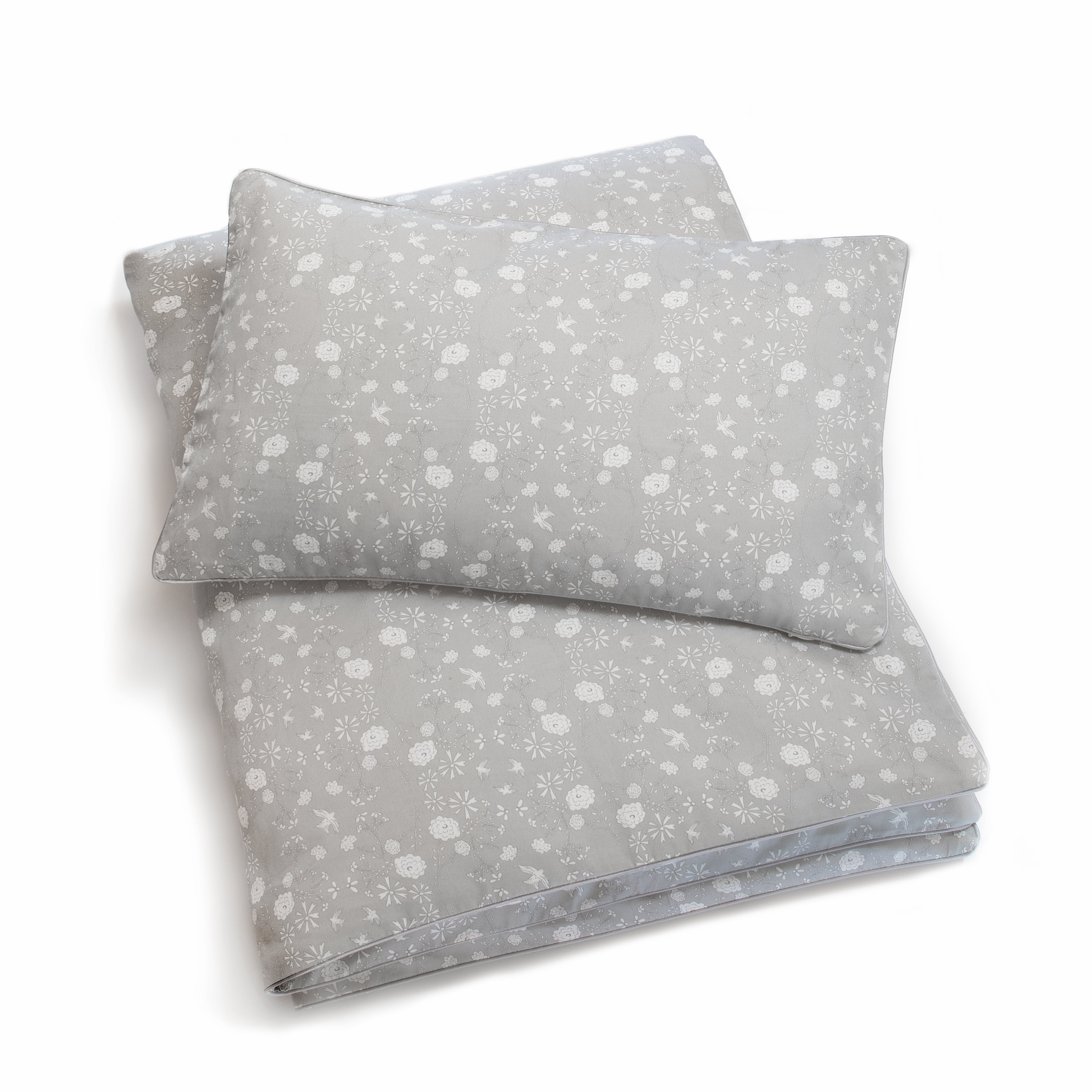 Bird's Song Toddler Duvet - Grey