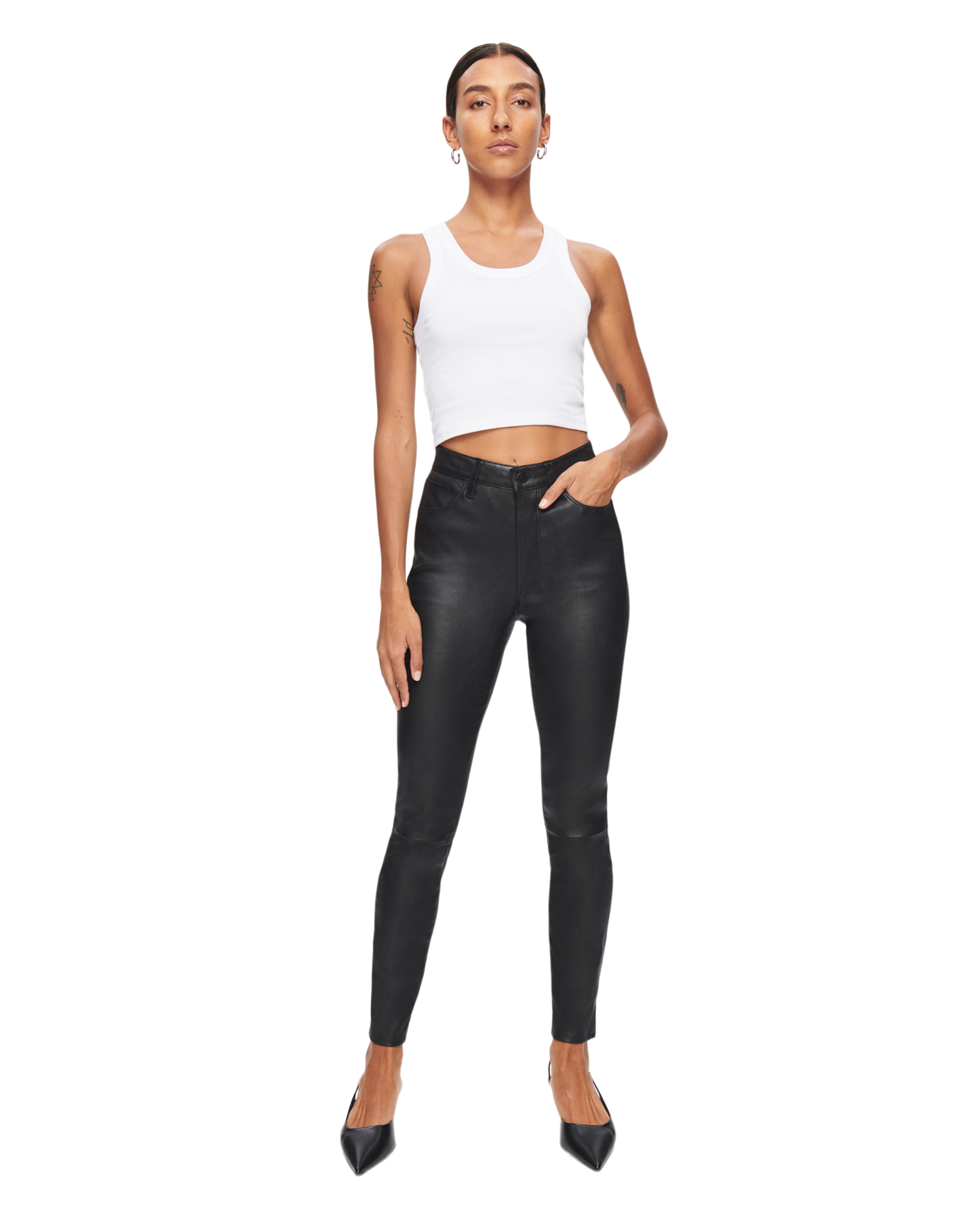 Women's SCLPT Leather Ankle Jean in Black