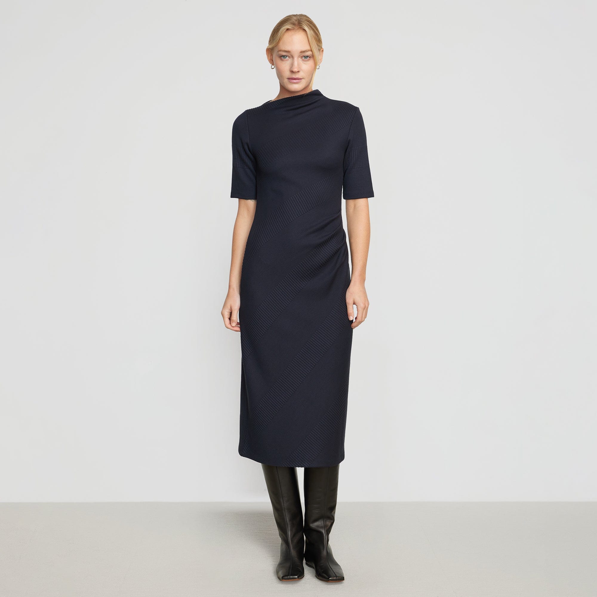 Evie Ribbed Knit Jersey Dress